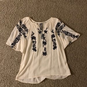 Anthropologie Sincerely Mary Embroidered Top